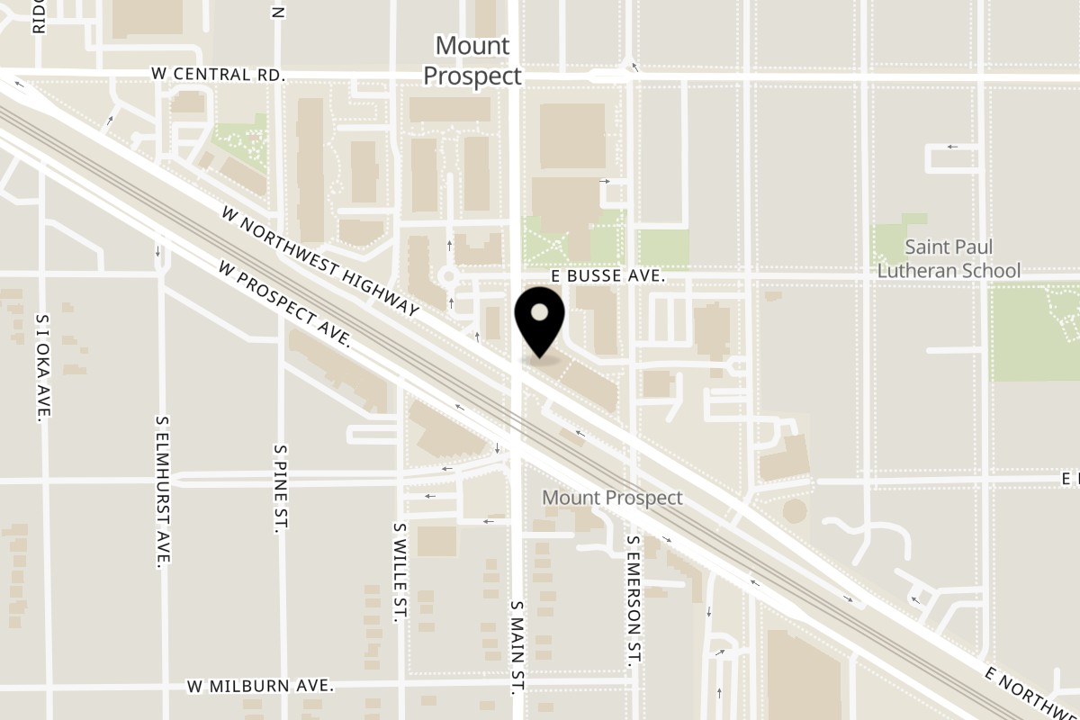 Map showing the location of Le Peep Cafe on 10 E Northwest Hwy in Mt Prospect
